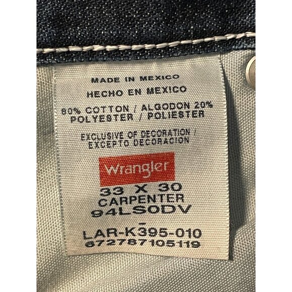 Wrangler jeans mens 33 x 31 carpenter utility pockets 94LS0DV blue - Picture 5 of 8